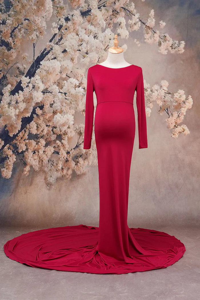 Kate Claret Knitted Long Sleeve Maternity Photoshoot Dress