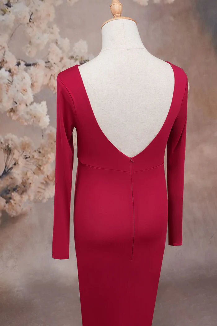 Kate Claret Knitted Long Sleeve Maternity Photoshoot Dress