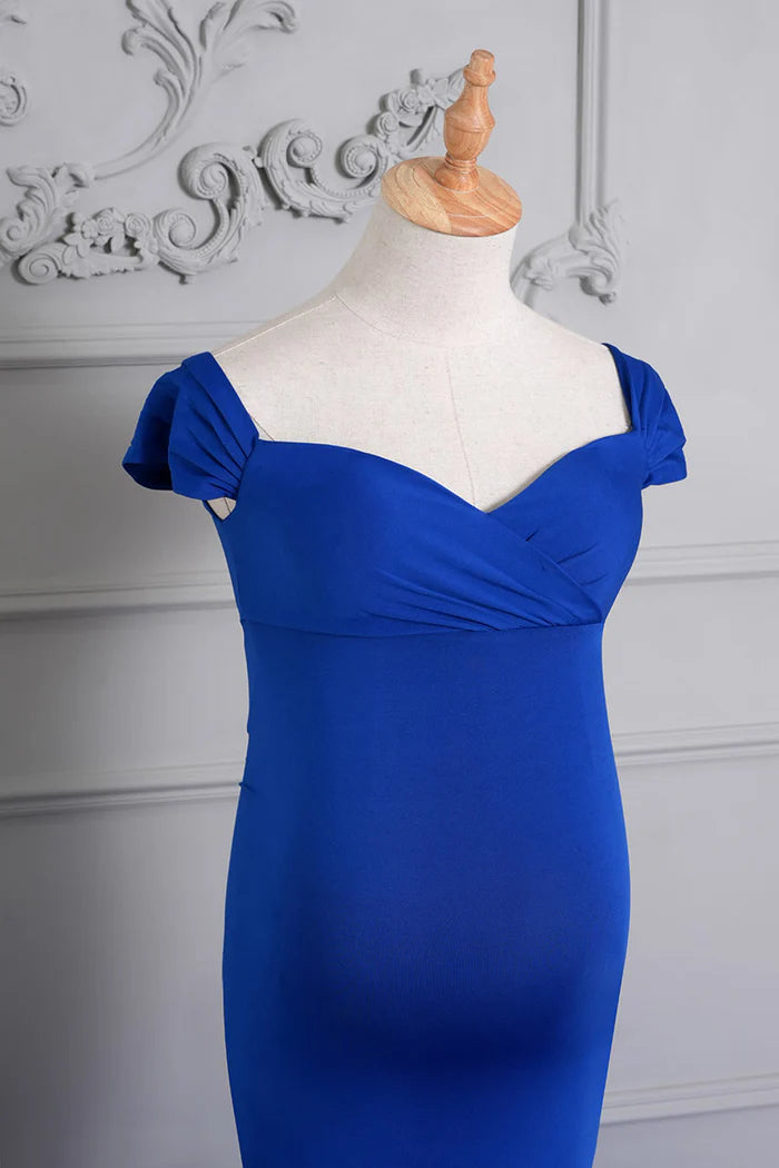 Kate Black/Sapphire Blue Satin Maternity Photoshoot Dress