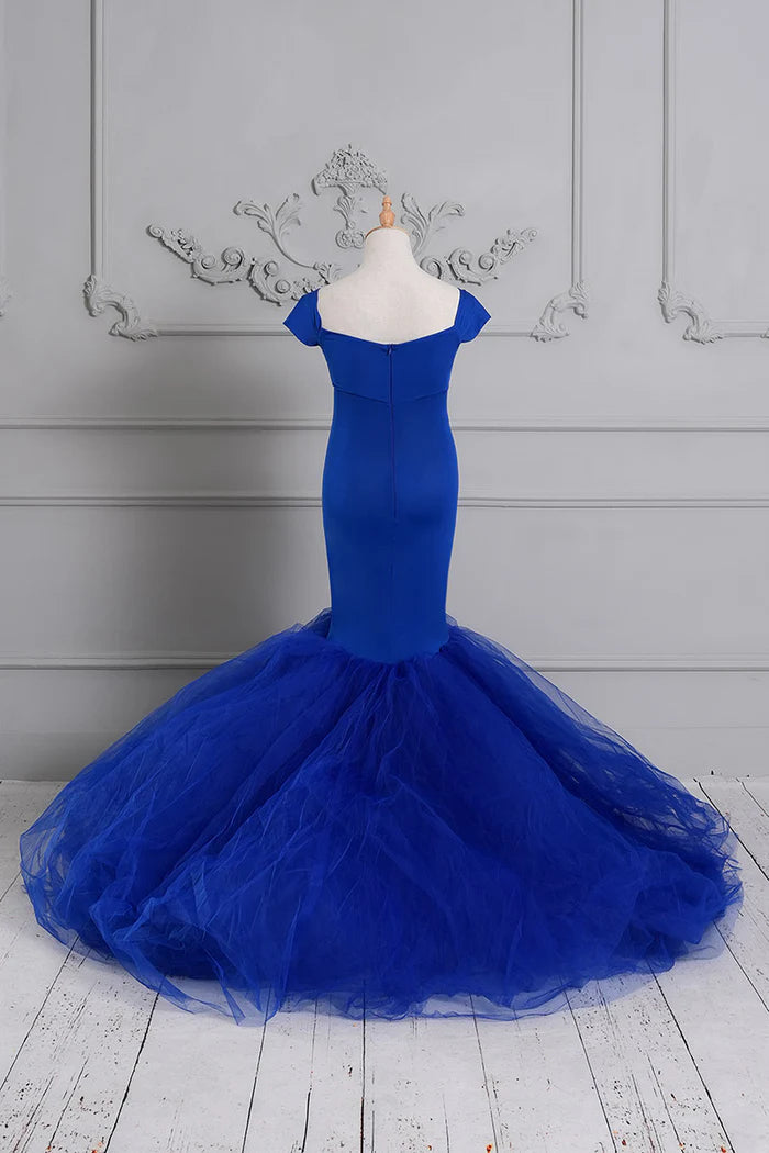 Kate Black/Sapphire Blue Satin Maternity Photoshoot Dress