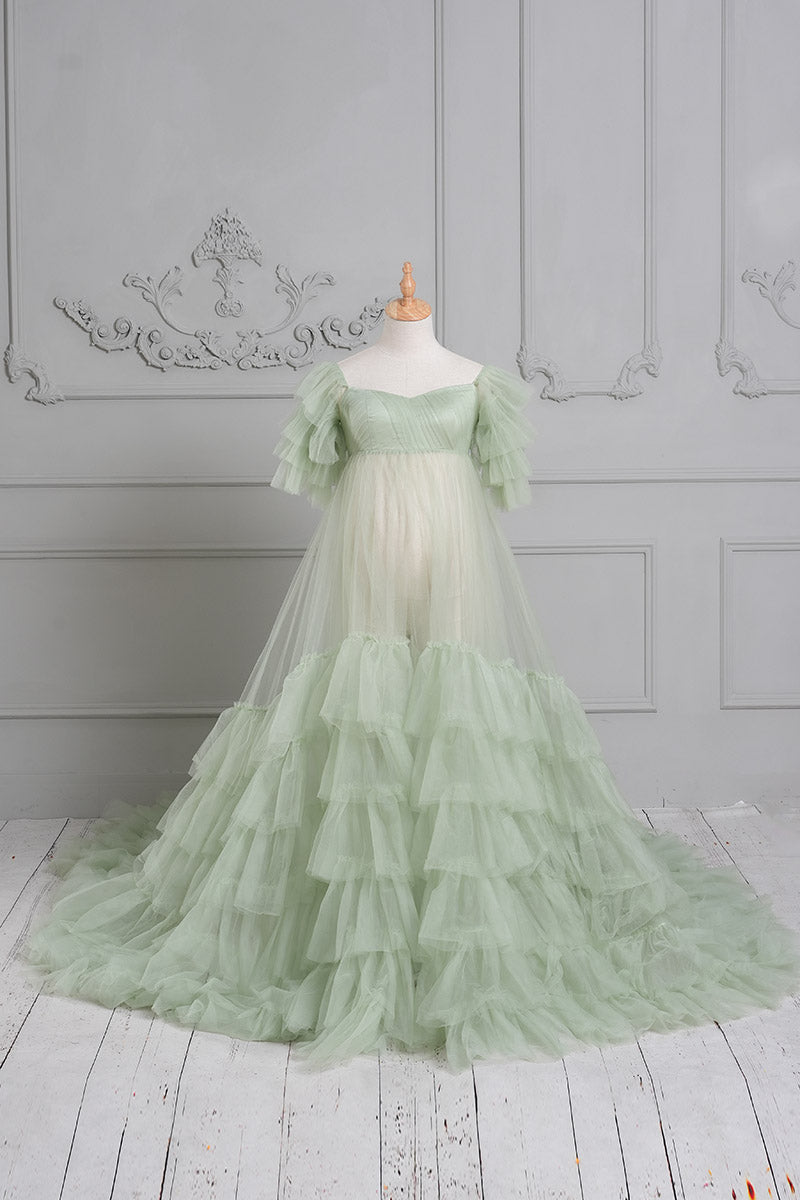 Kate Cake Mesh Mint Green Maternity Photoshoot Dress