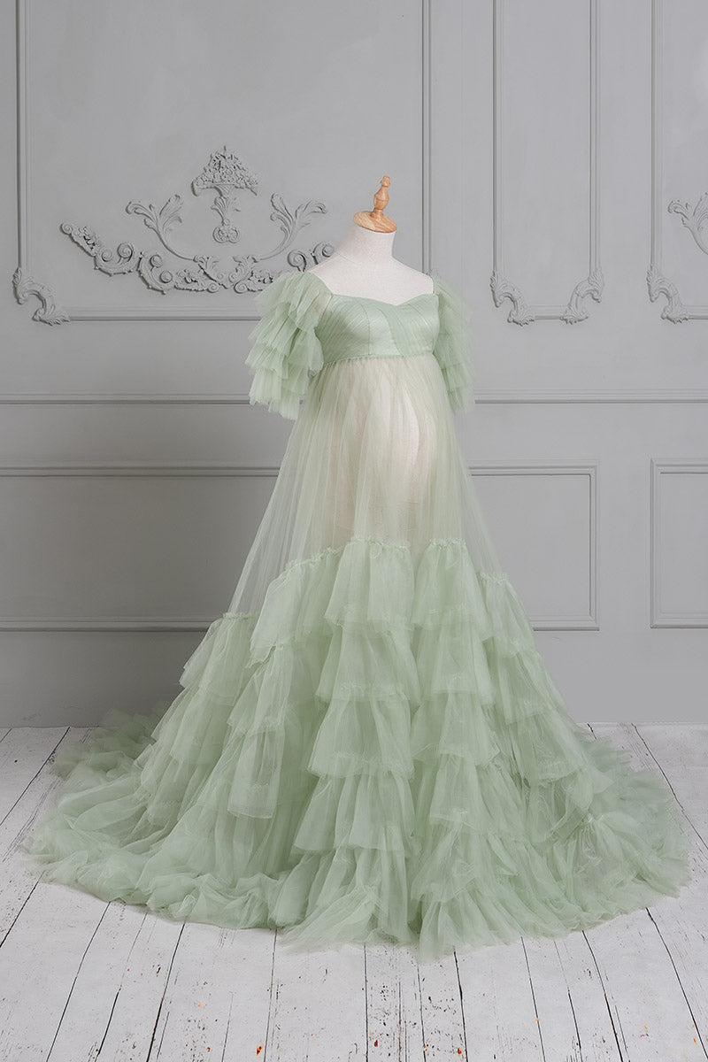 Kate Cake Mesh Mint Green Maternity Photoshoot Dress