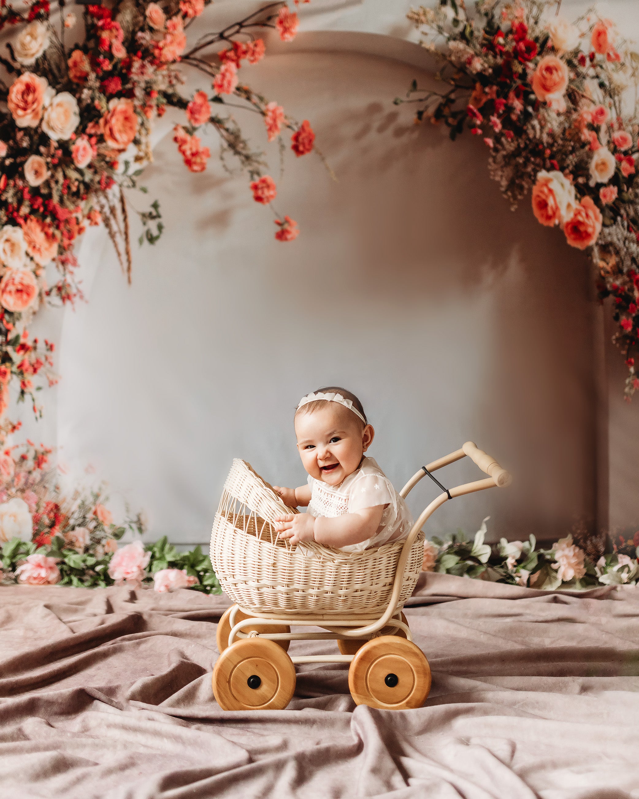 Kate Spring Wedding Flowers White Arch Backdrop Designed by Emetselch