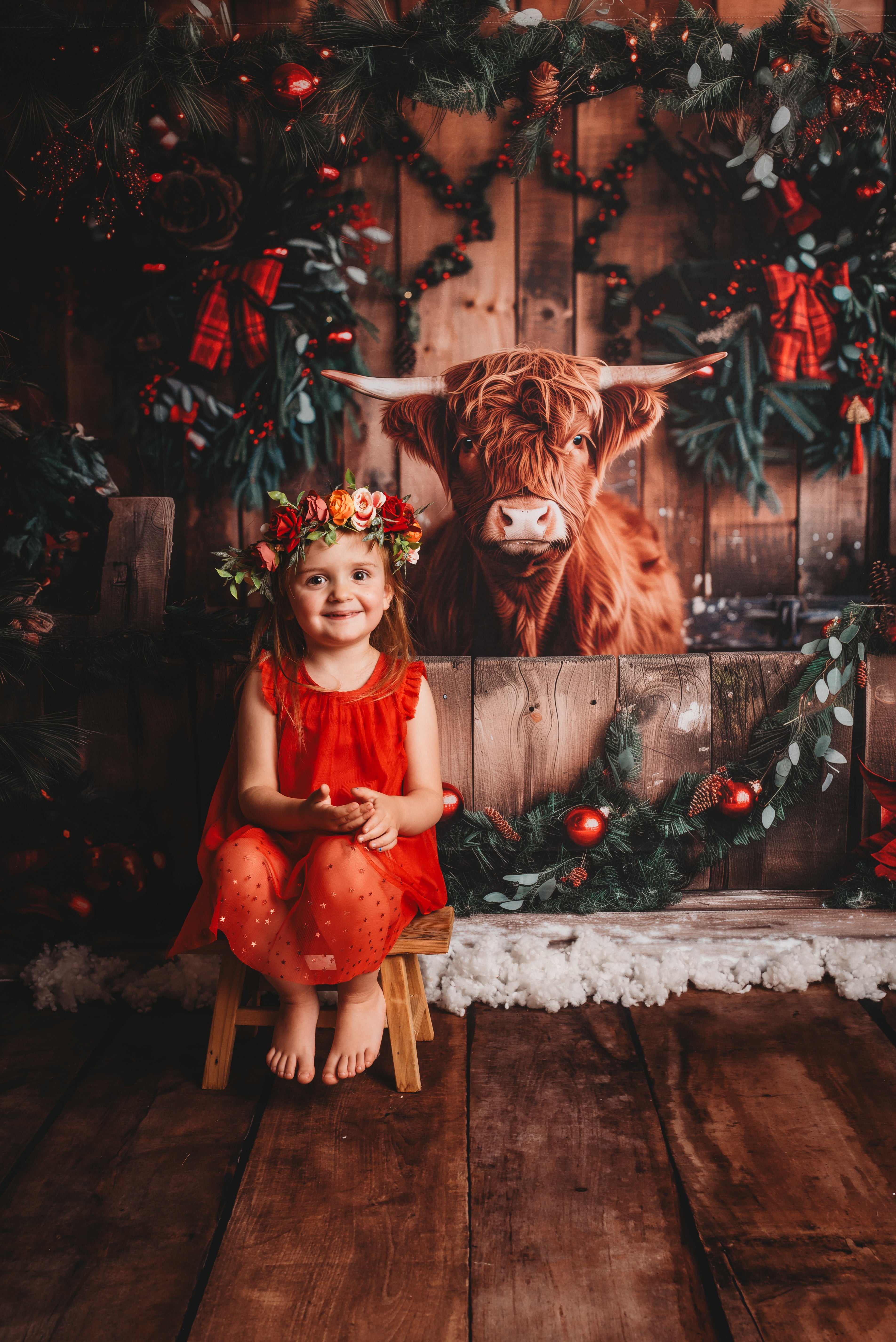 Kate Rustic Christmas Highland Cow Backdrop Designed by Patty Roberts