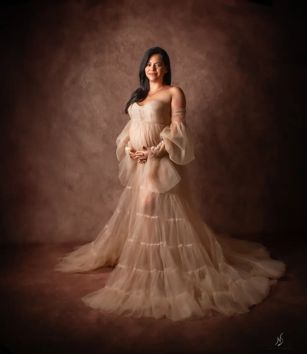 Kate Light Brown Sexy Tulle Maternity Photoshoot Dress