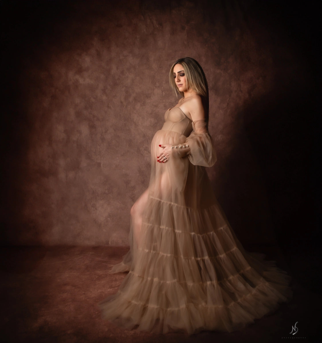 Kate Light Brown Sexy Tulle Maternity Photoshoot Dress