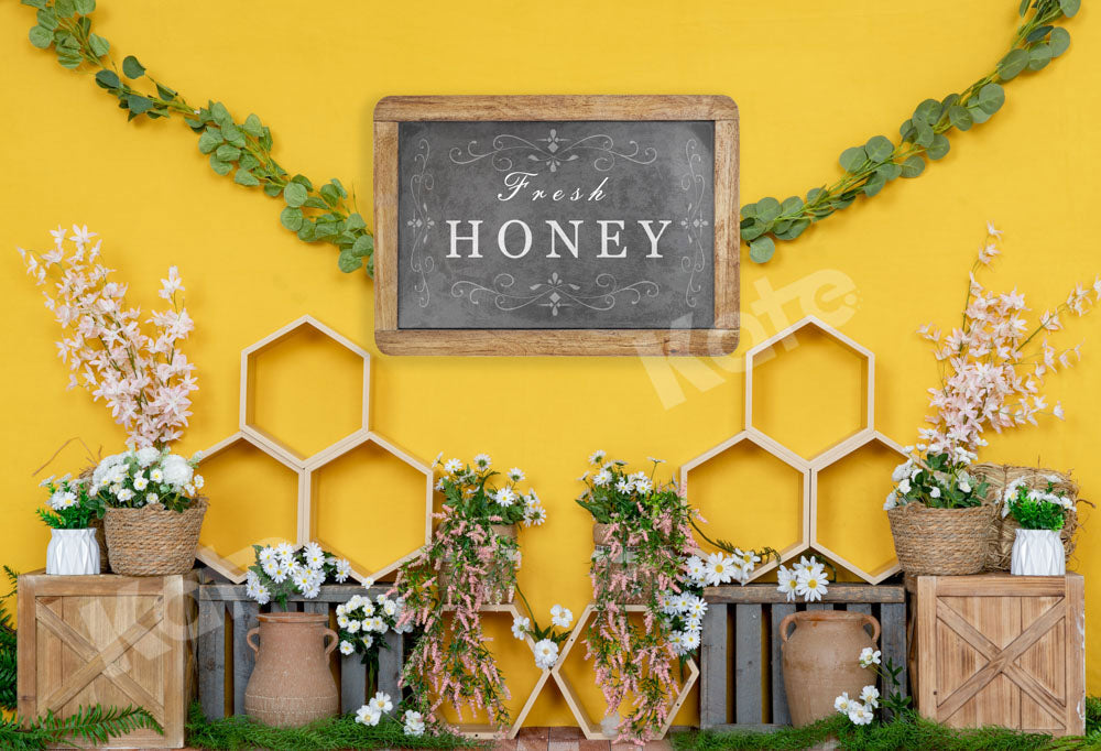 Kate Honeycomb Backdrop Yellow Summer Fresh Honey Designed by Emetselch