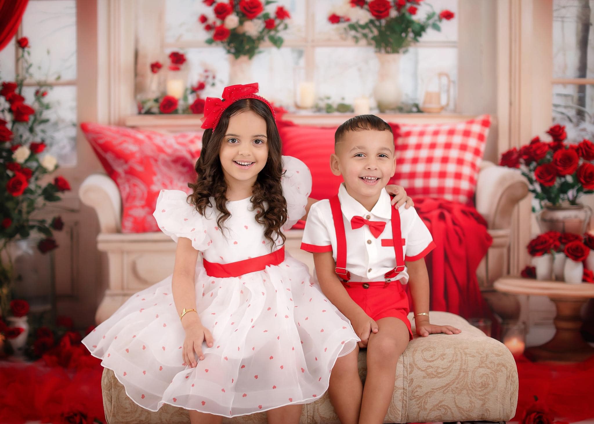 Kate Valentine's Day Vintage Sofa Red Backdrop for Photography