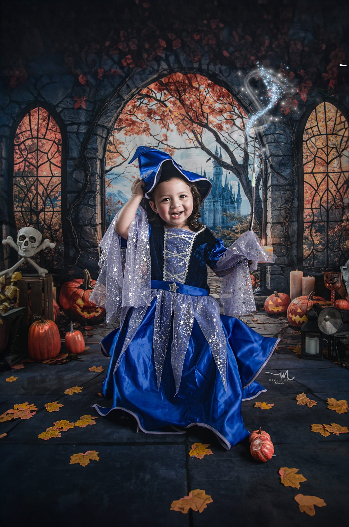 Kate Halloween Pumpkin Arch Castle Backdrop for Photography