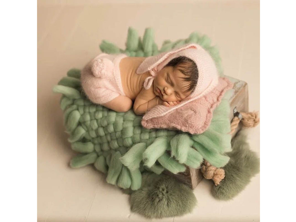 Kate Braided tassel Newborn Blanket Photo Studio Props Faux Fur Blanket