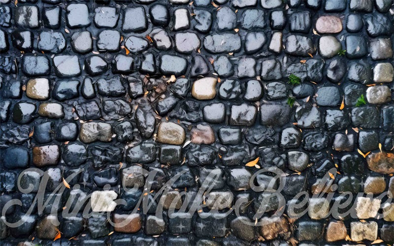 Kate Black Rain Covered Cobblestone Rubber Floor Mat designed by Mini MakeBelieve