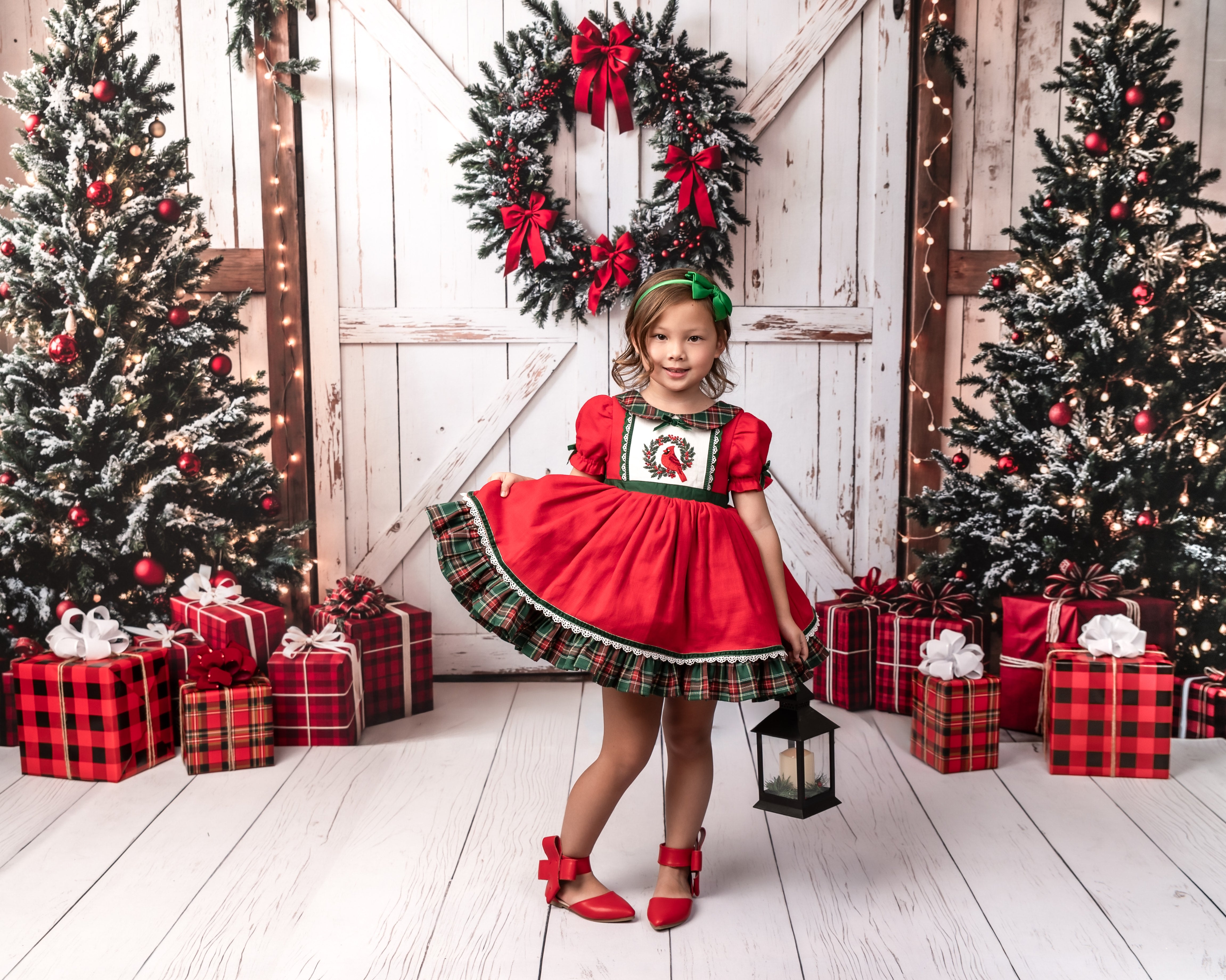 Kate Christmas Tree White Barn Door Backdrop Designed by Emetselch