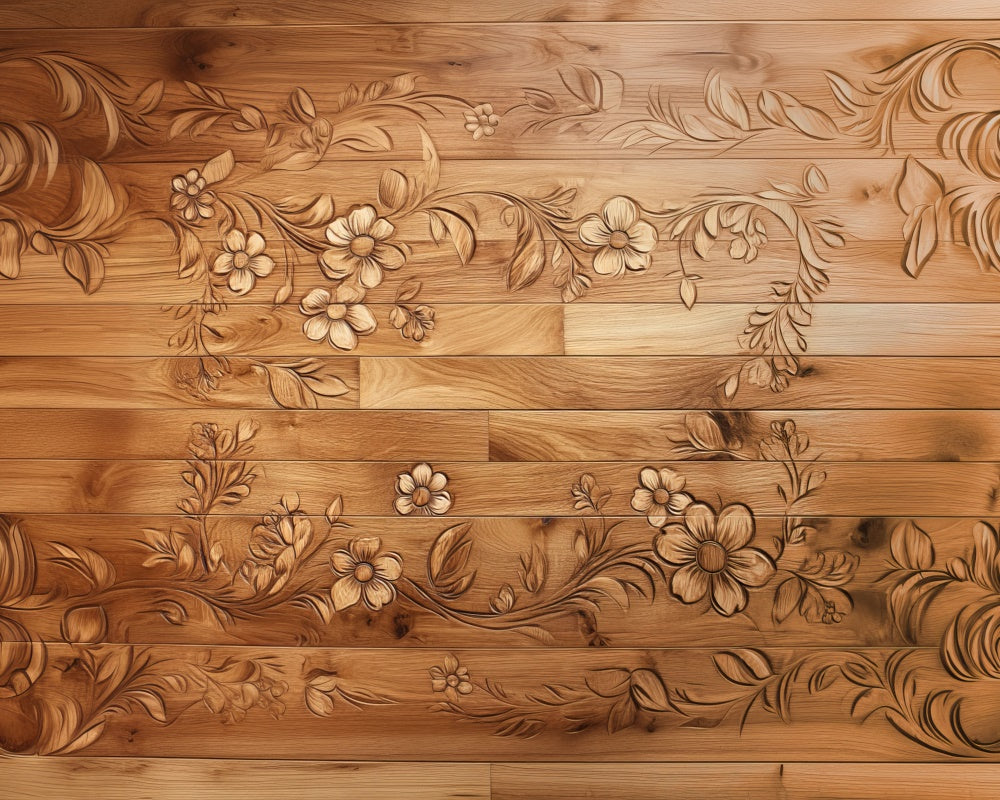 Kate Floral Wood Carving Rubber Floor Mat Designed by Mini MakeBelieve