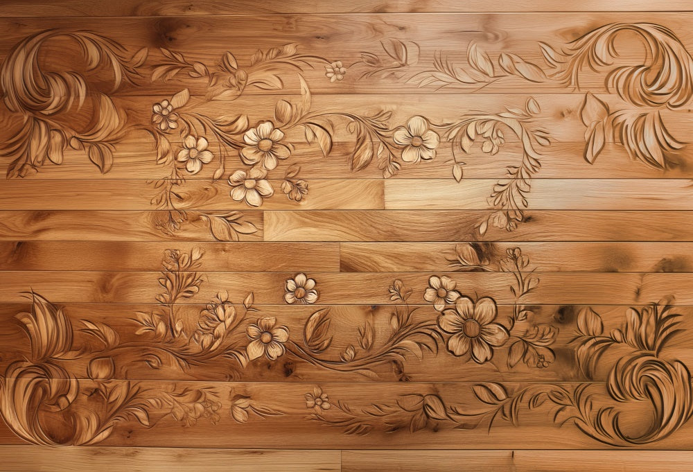 Kate Floral Wood Carving Rubber Floor Mat Designed by Mini MakeBelieve