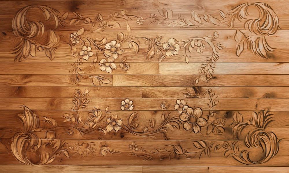 Kate Floral Wood Carving Rubber Floor Mat Designed by Mini MakeBelieve