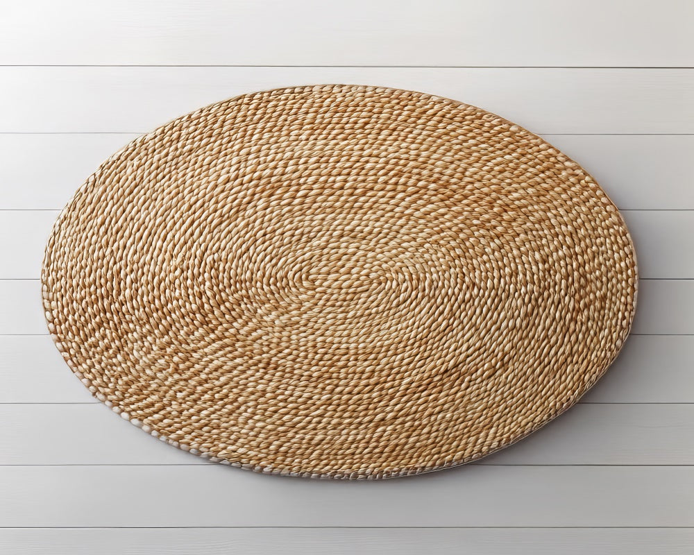 Kate Newborn Natural Woven Oval Rug Pattern Rubber Floor Mat Designed by Mini MakeBelieve