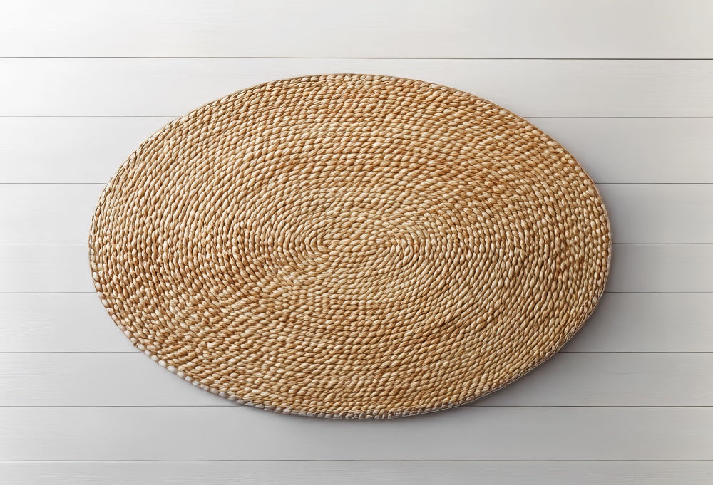 Kate Newborn Natural Woven Oval Rug Pattern Rubber Floor Mat Designed by Mini MakeBelieve