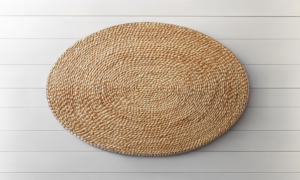 Kate Newborn Natural Woven Oval Rug Pattern Rubber Floor Mat Designed by Mini MakeBelieve