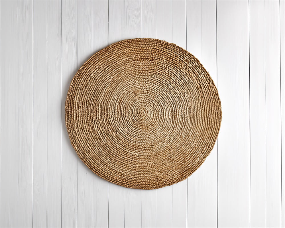 Kate Newborn Natural Woven Circle Rug Rubber Floor Mat Designed by Mini MakeBelieve