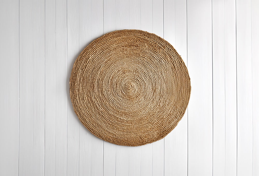 Kate Newborn Natural Woven Circle Rug Rubber Floor Mat Designed by Mini MakeBelieve