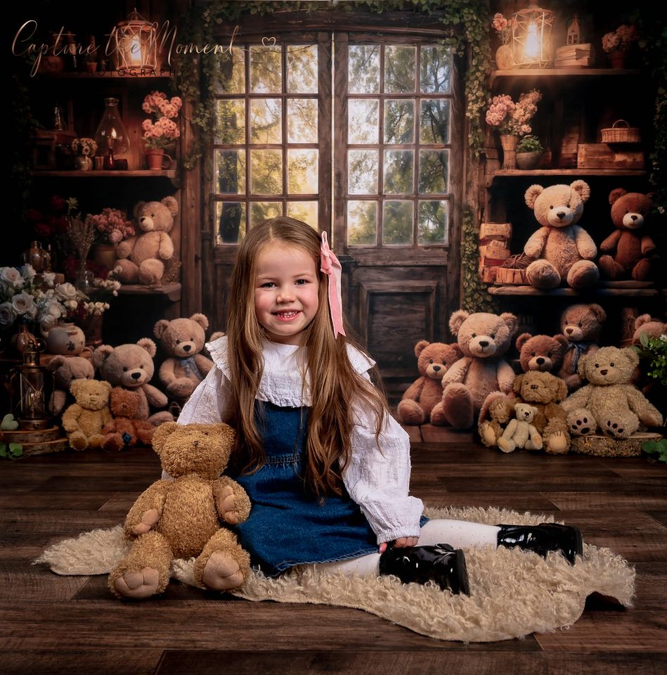 Kate Spring Bear Lantern Cabin Backdrop Designed by Emetselch