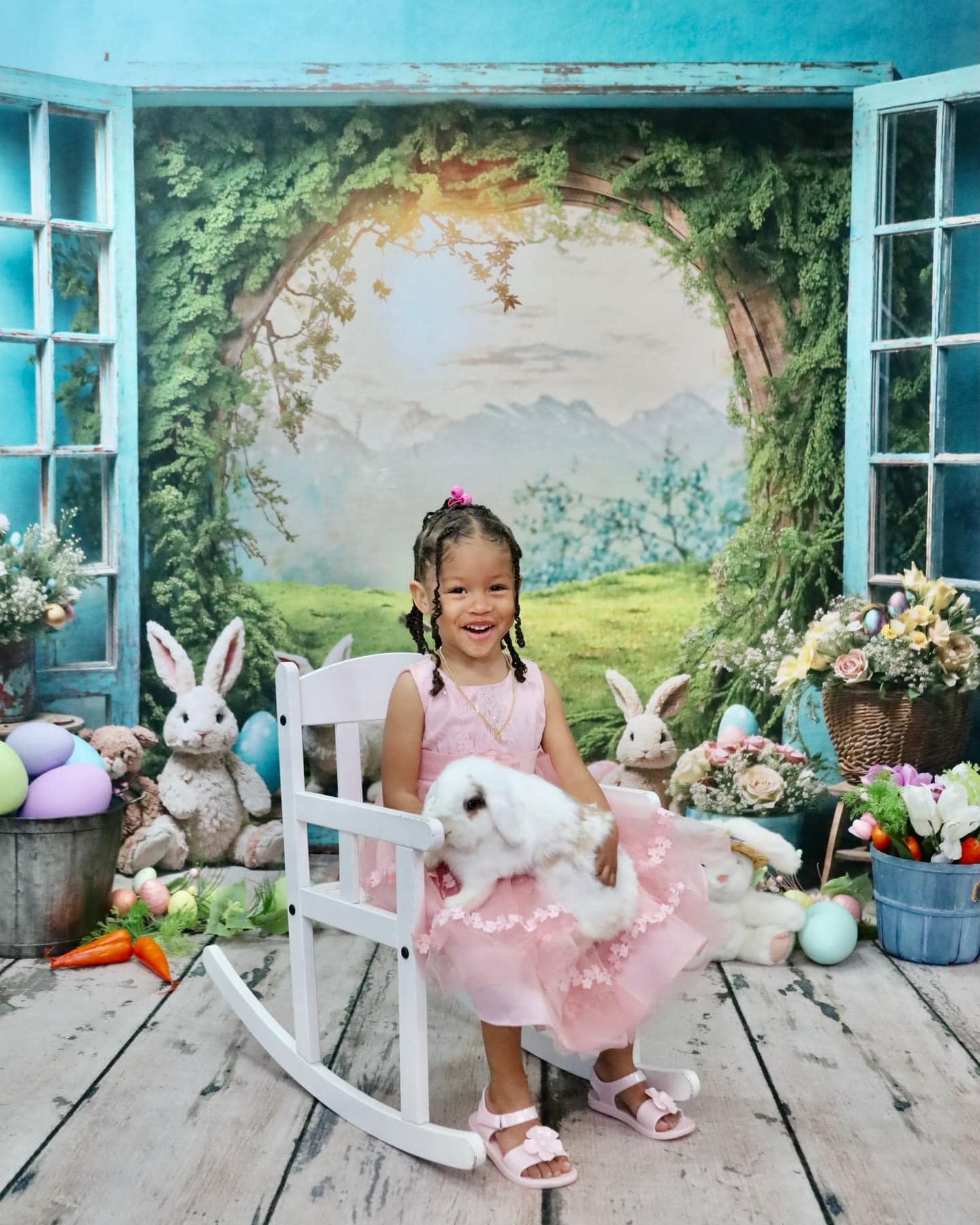 Lightning Deals-1 Kate Easter Bunny Window View Backdrop for Photography