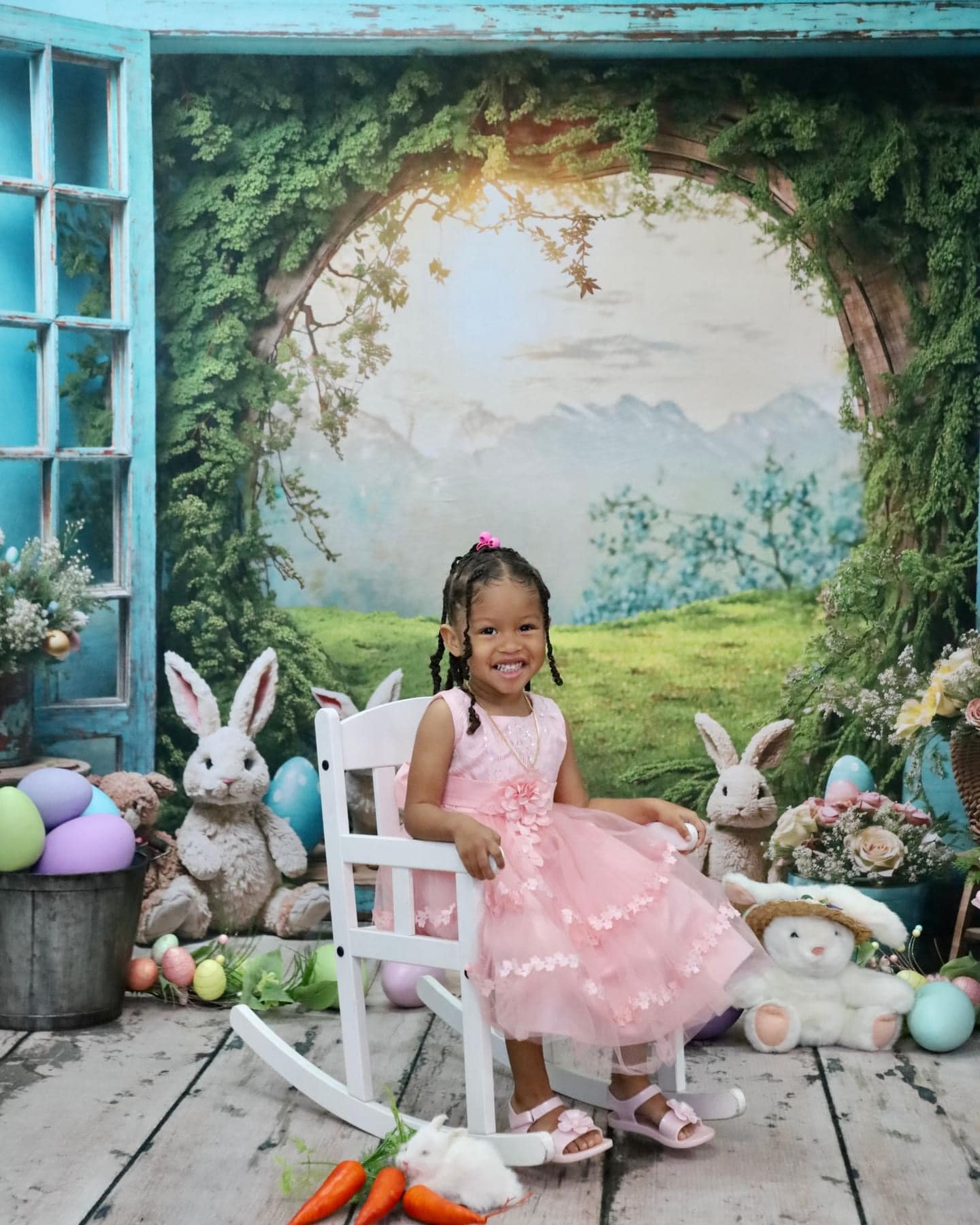 Lightning Deals-1 Kate Easter Bunny Window View Backdrop for Photography