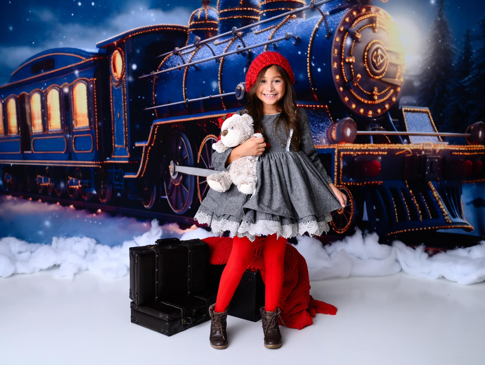 Kate Winter Train Snow Backdrop for Photography