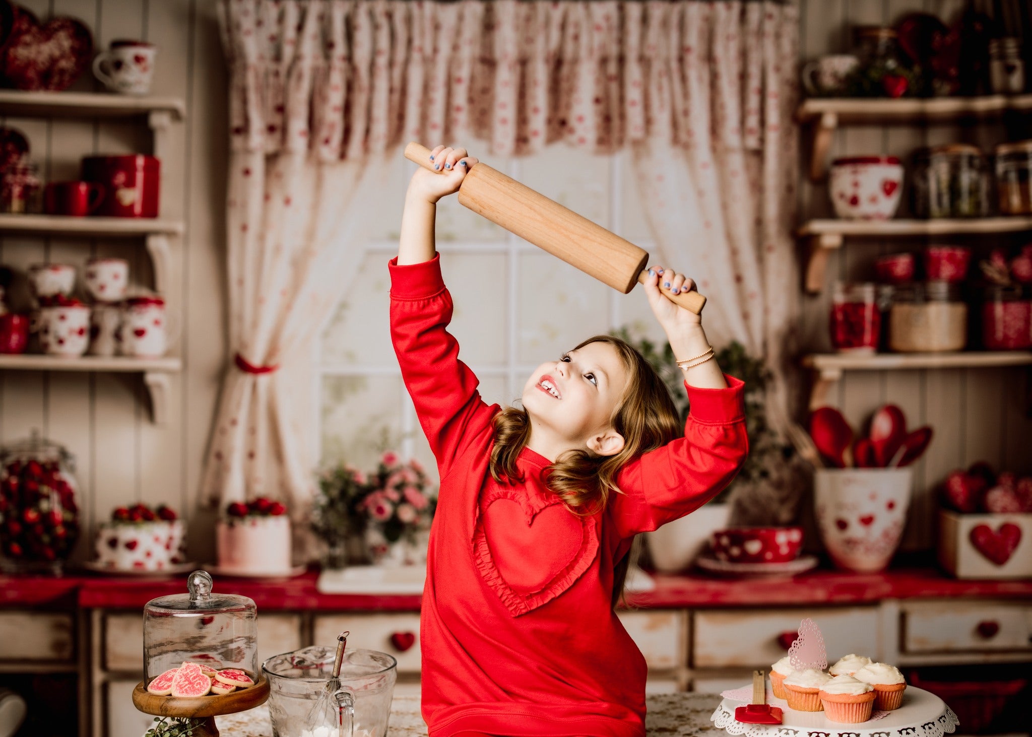 Kate Valentine's Day Kitchen Red Heart Cake Backdrop Designed by Emetselch