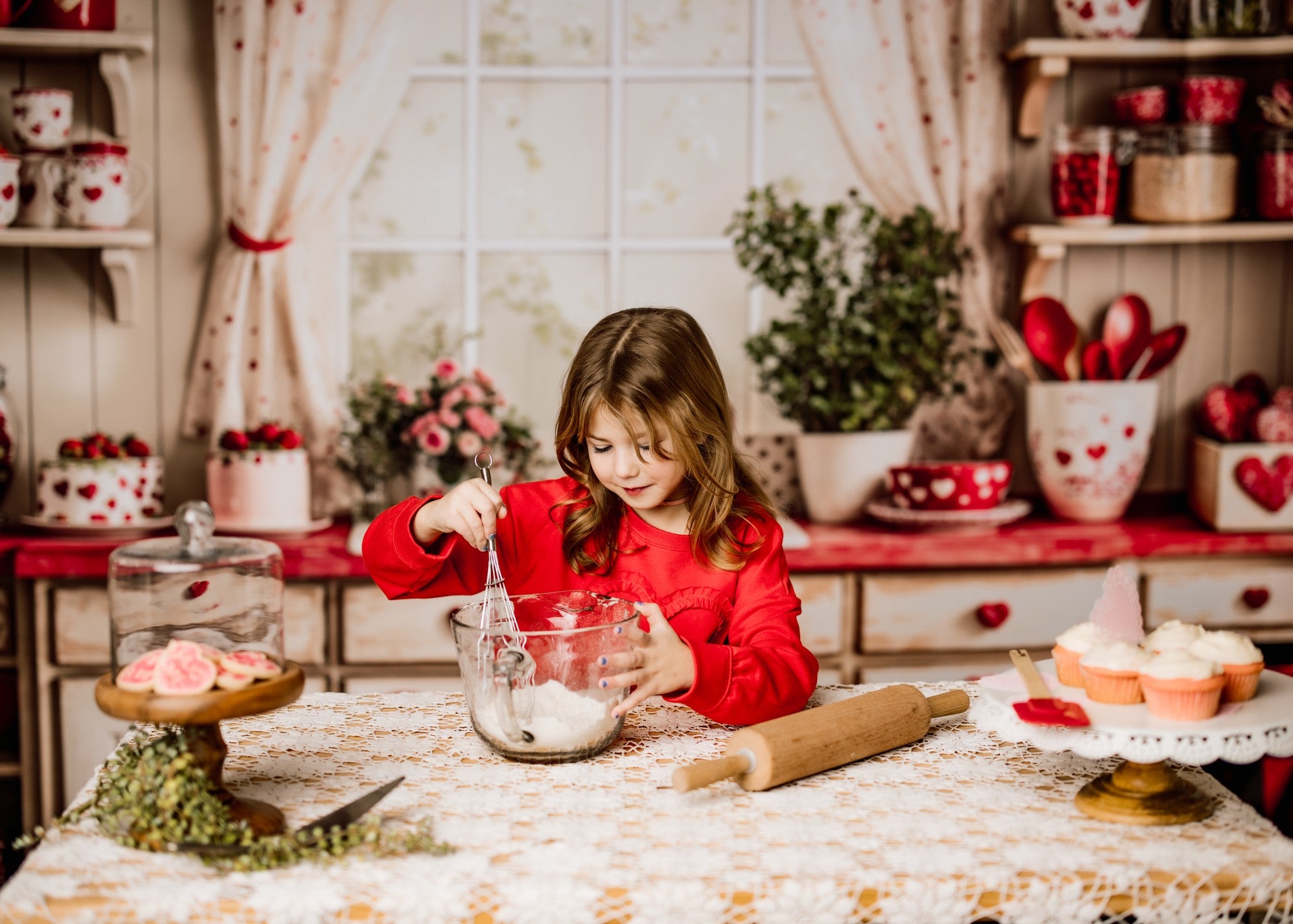 Kate Valentine's Day Kitchen Red Heart Cake Backdrop Designed by Emetselch