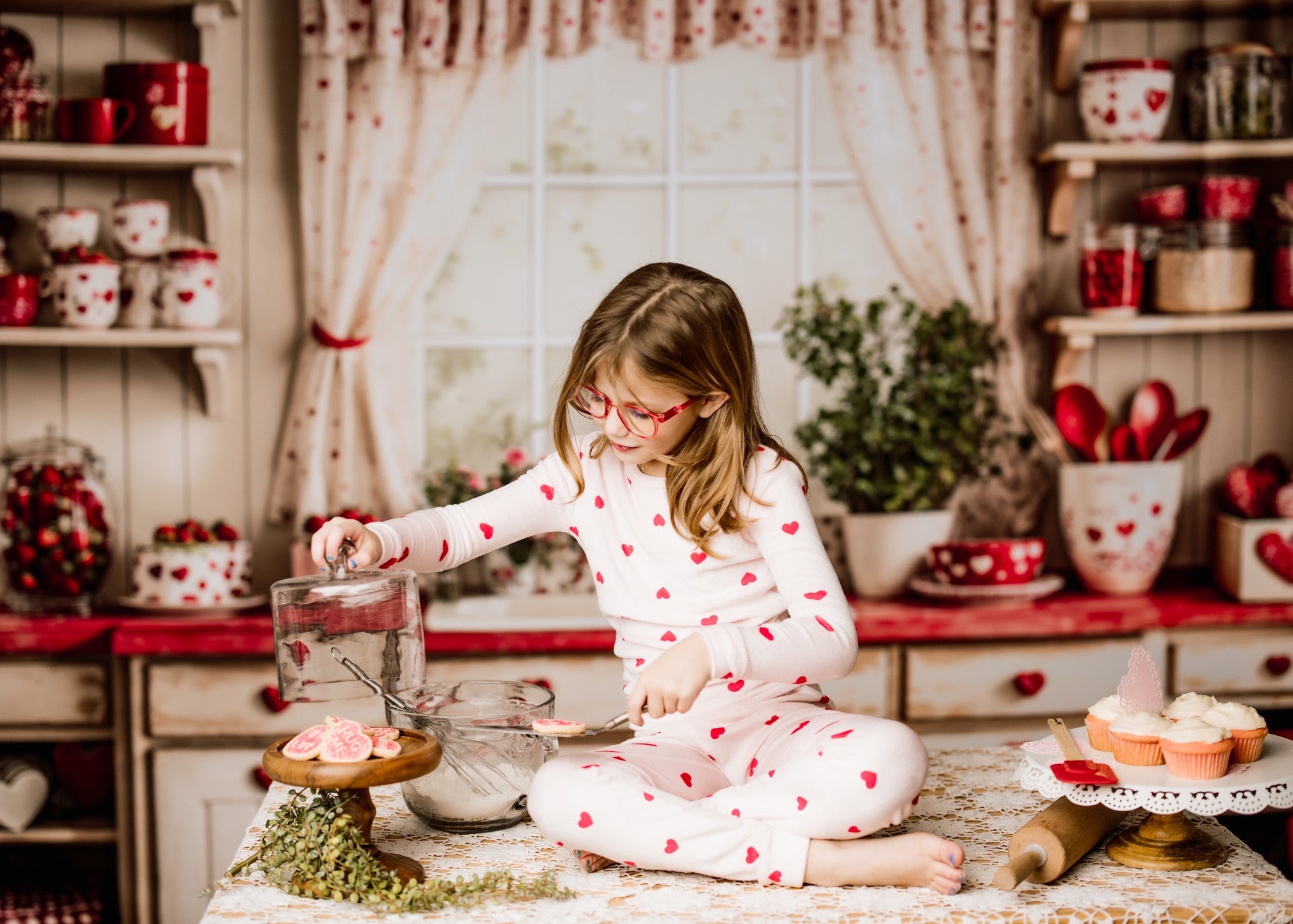 Kate Valentine's Day Kitchen Red Heart Cake Backdrop Designed by Emetselch