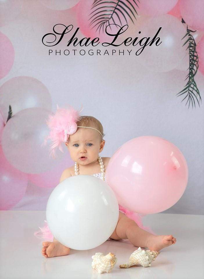 Kate Pink Balloon Garland Birthday Backdrop for Photography Designed by Megan Leigh Photography - Kate Backdrop AU