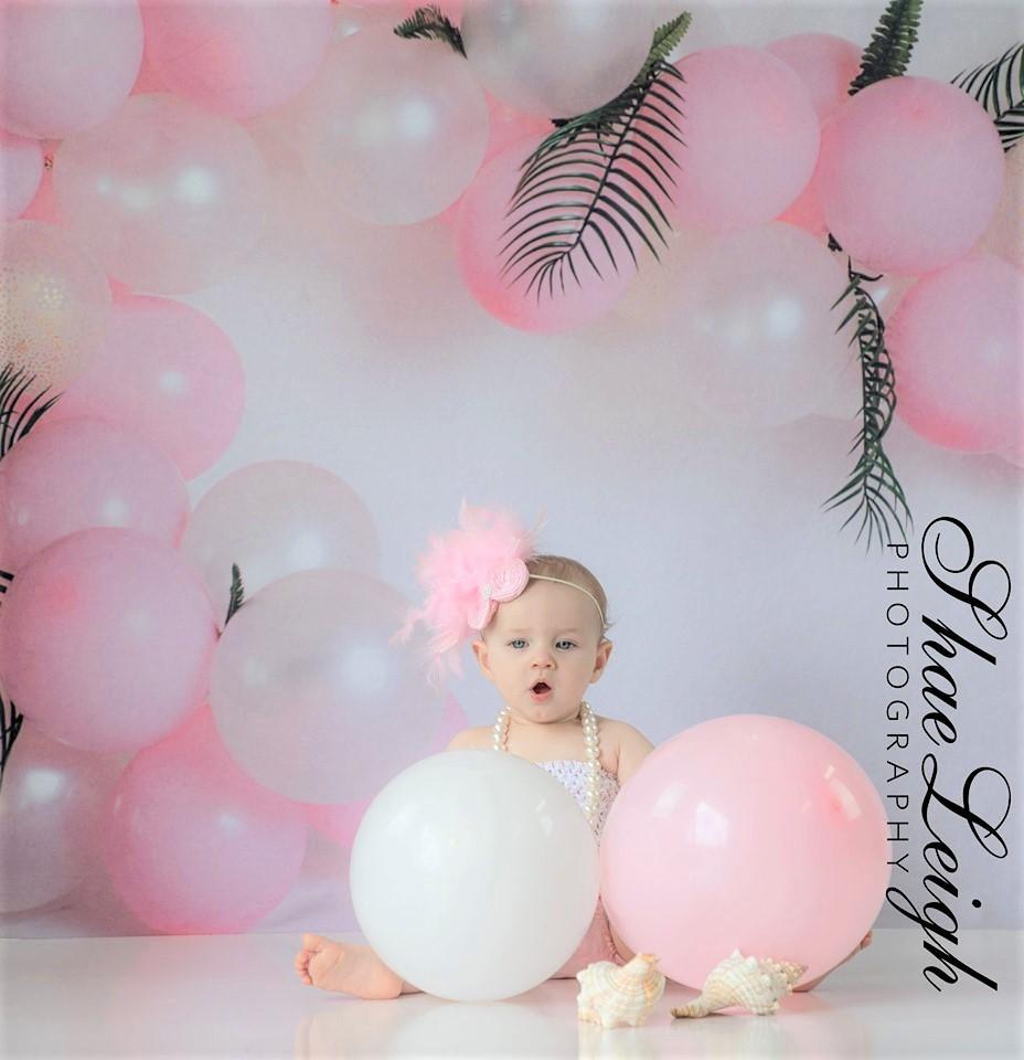 Kate Pink Balloon Garland Birthday Backdrop for Photography Designed by Megan Leigh Photography - Kate Backdrop AU