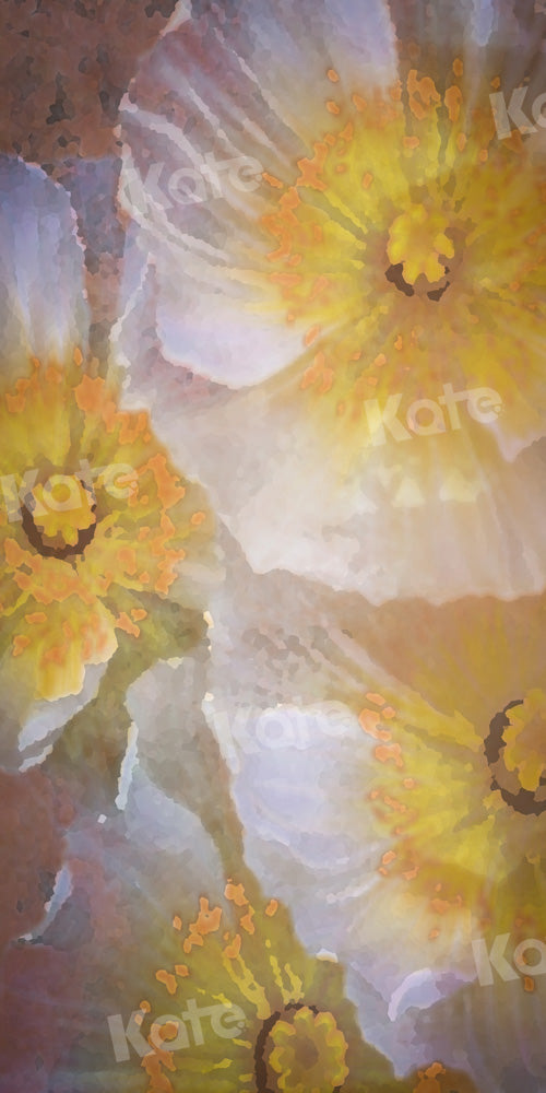 Kate Yellow White Flowers Backdrop Oil Paninting Floral Designed by GQ - Kate Backdrop AU