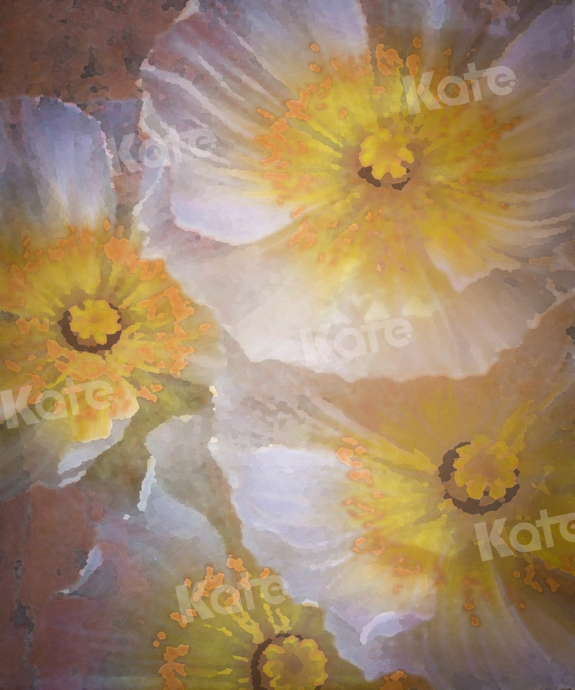 Kate Yellow White Flowers Backdrop Oil Paninting Floral Designed by GQ - Kate Backdrop AU