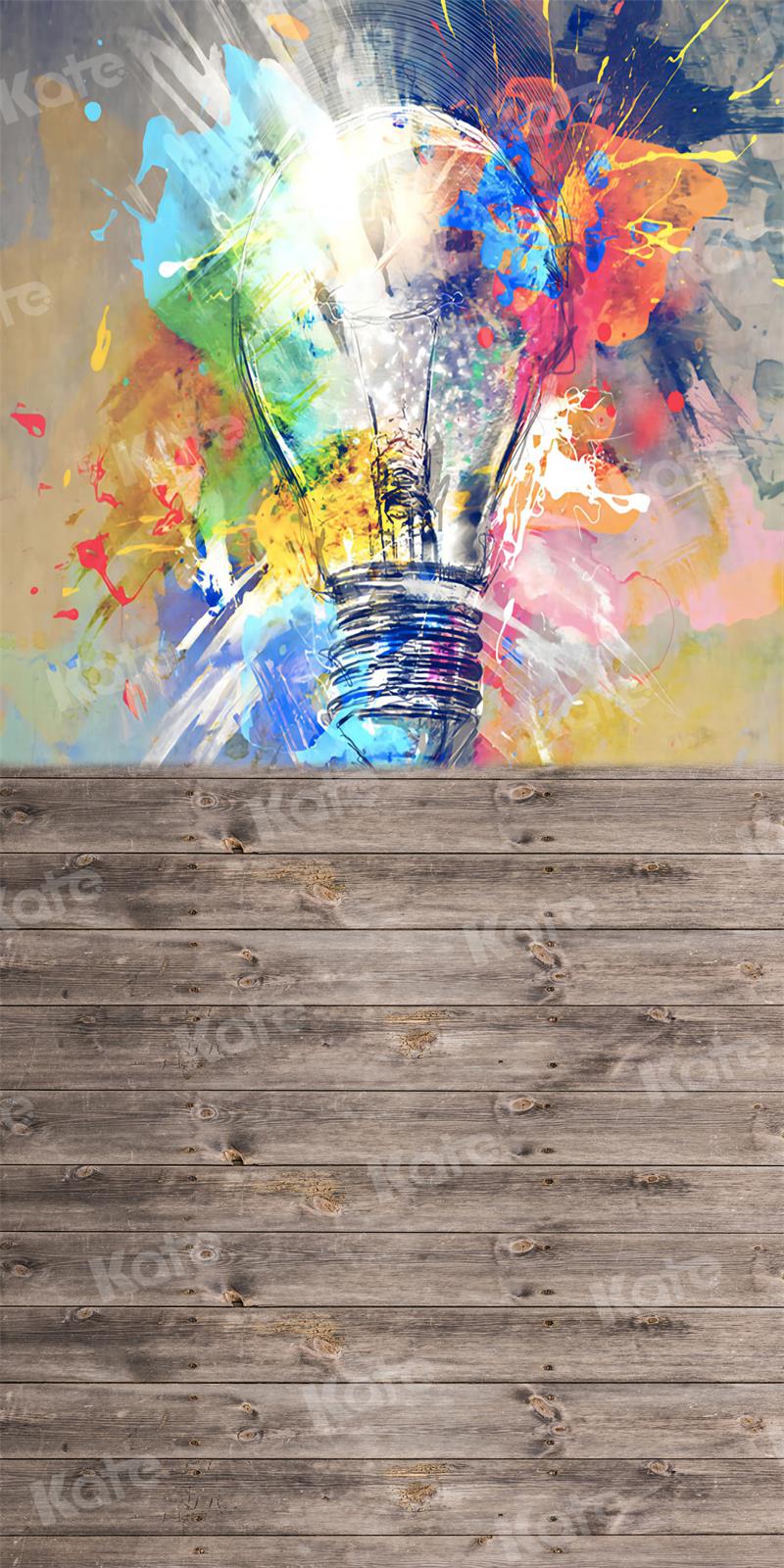 Kate Graffiti Backdrop Light Bulb Wood Grain for Photography