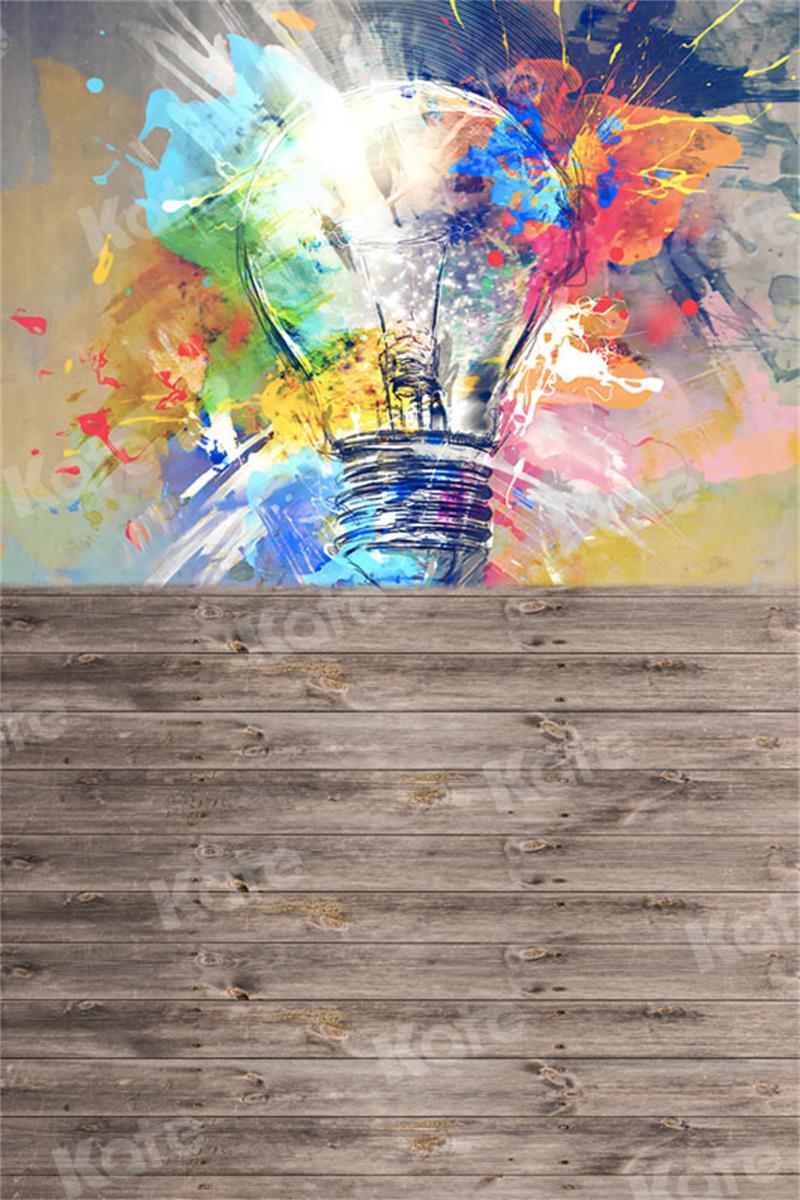 Kate Graffiti Backdrop Light Bulb Wood Grain for Photography