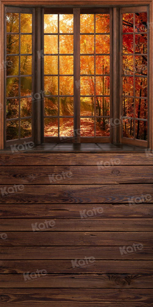 Kate Autumn French Windows Backdrop Wood Designed by Chain Photography