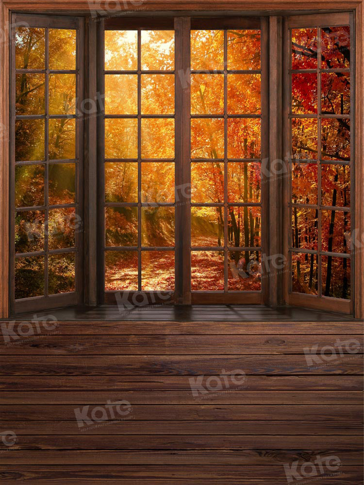 Kate Autumn French Windows Backdrop Wood Designed by Chain Photography