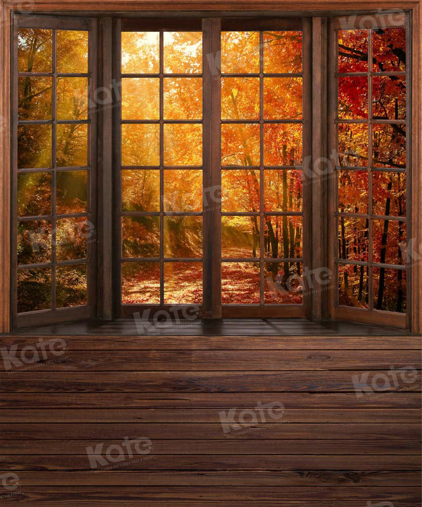 Kate Autumn French Windows Backdrop Wood Designed by Chain Photography