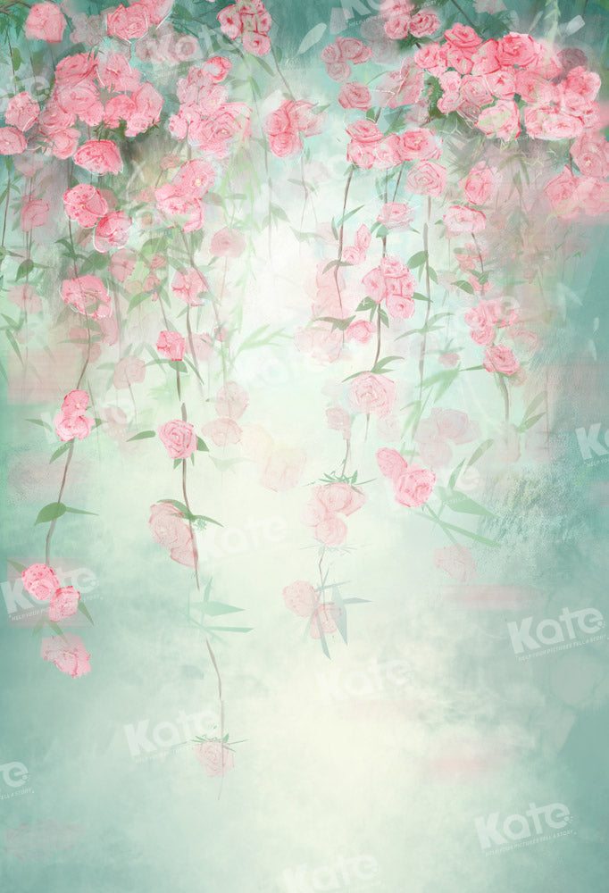 Kate Green Flowers Hand Painted Backdrop Fine Art Spring Designed by GQ