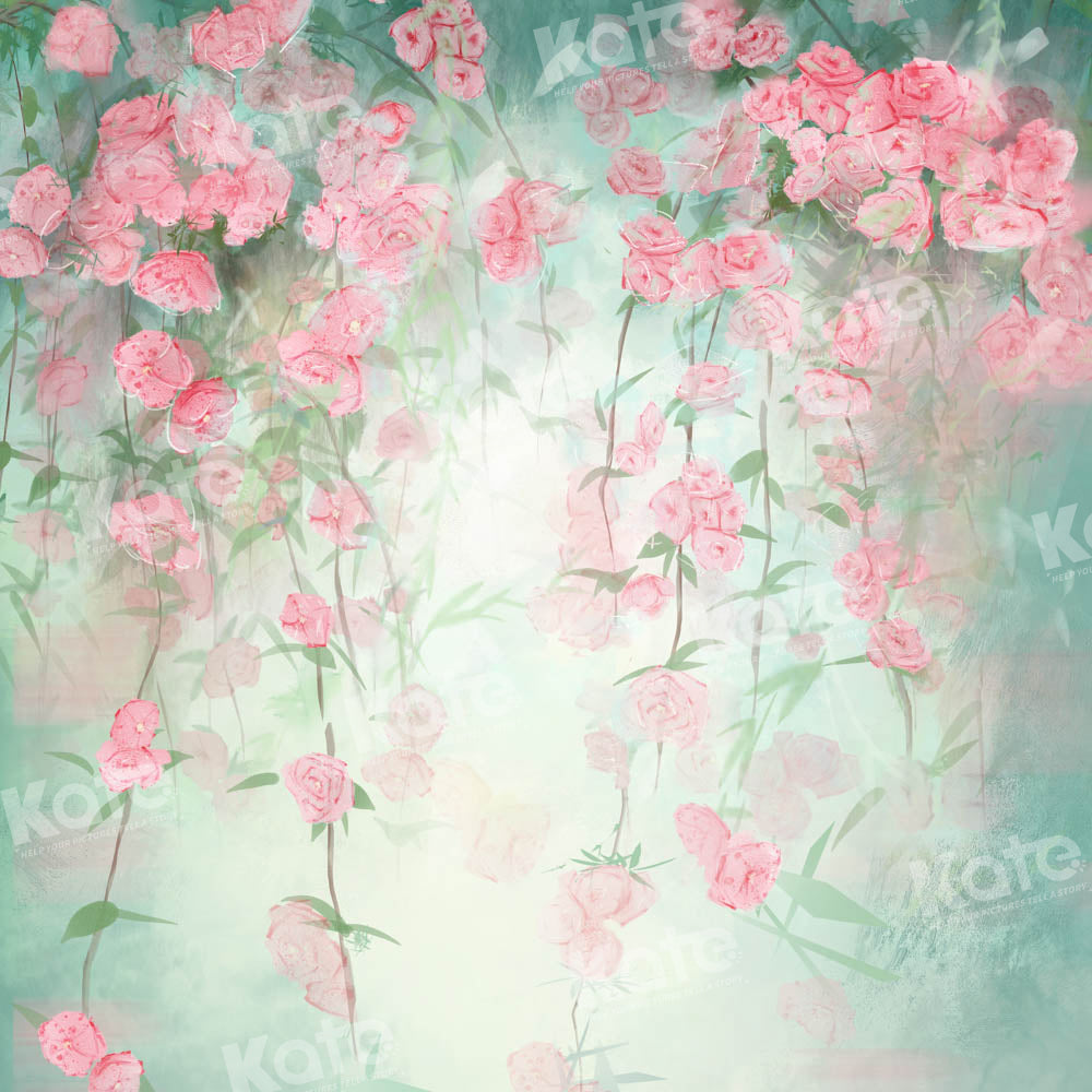 Kate Green Flowers Hand Painted Backdrop Fine Art Spring Designed by GQ