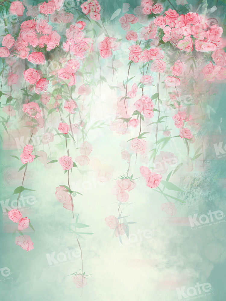 Kate Green Flowers Hand Painted Backdrop Fine Art Spring Designed by GQ