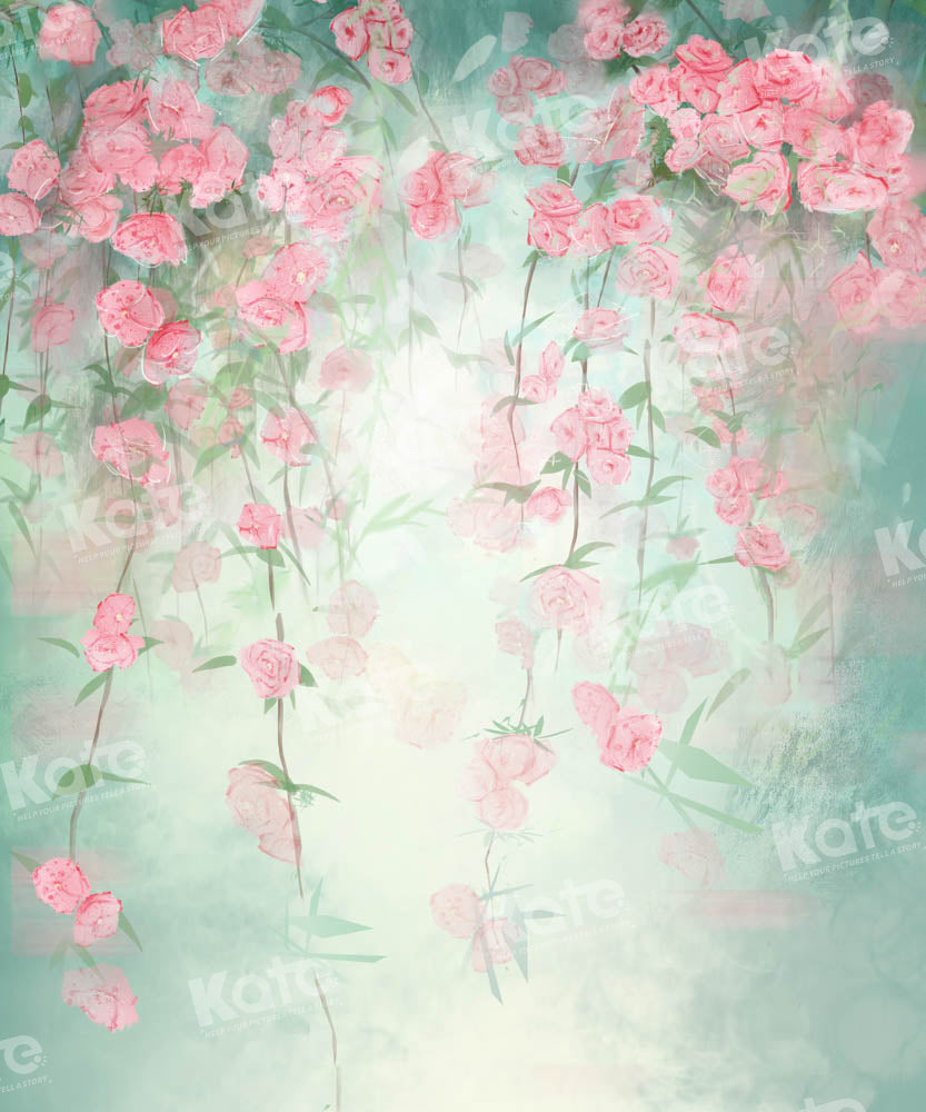 Kate Green Flowers Hand Painted Backdrop Fine Art Spring Designed by GQ