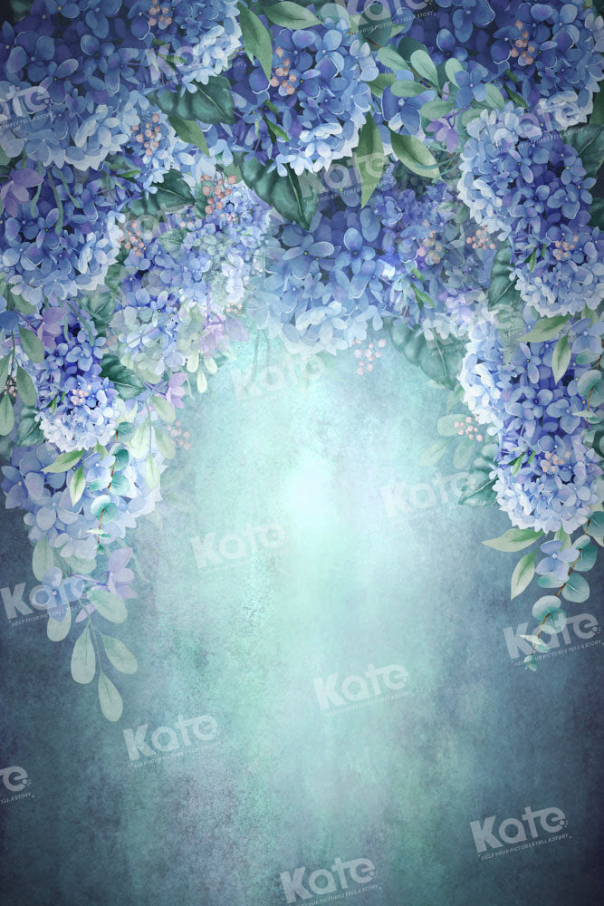 Kate Blue Backdrop Blooming Flowers Hand Painted Designed by GQ