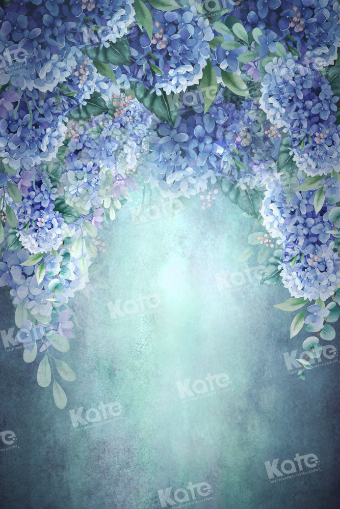 Kate Blue Backdrop Blooming Flowers Hand Painted Designed by GQ