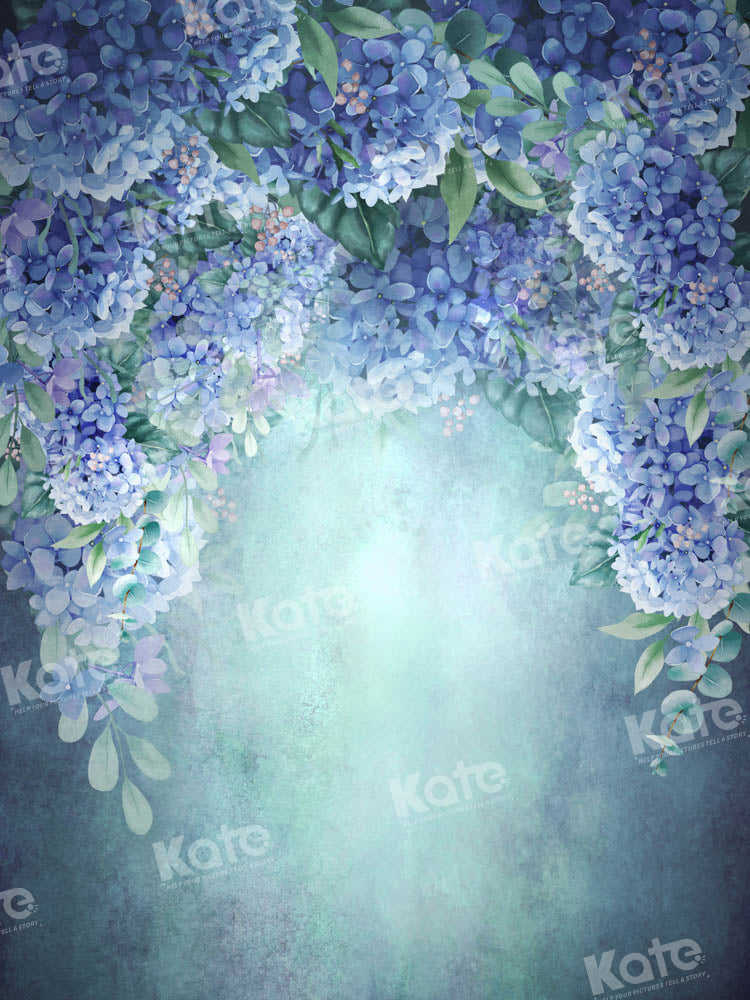 Kate Blue Backdrop Blooming Flowers Hand Painted Designed by GQ