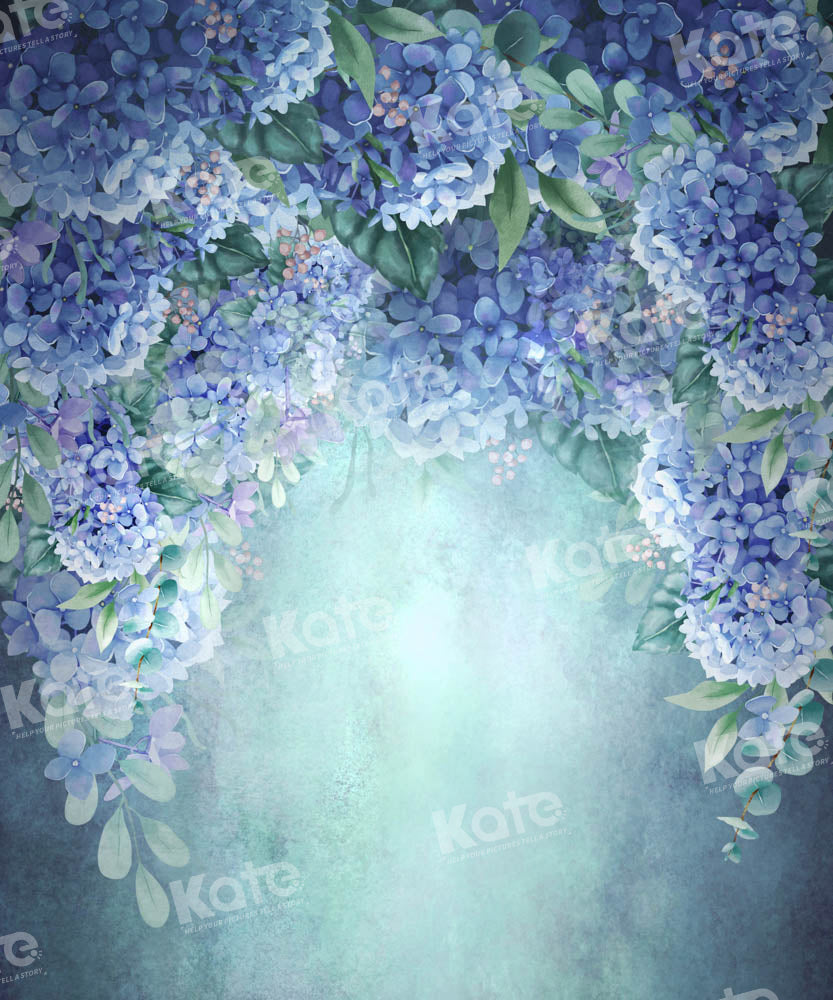 Kate Blue Backdrop Blooming Flowers Hand Painted Designed by GQ