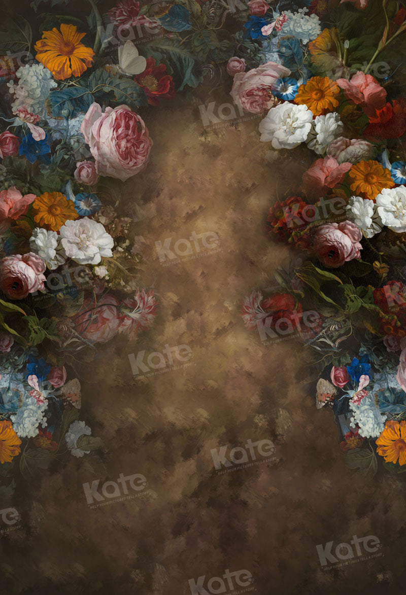 Kate Retro Brown Flower Portrait Backdrop Fine Art for photography - Kate Backdrop AU