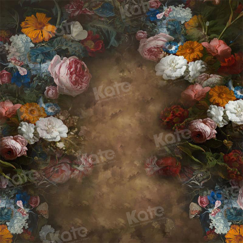 Kate Retro Brown Flower Portrait Backdrop Fine Art for photography - Kate Backdrop AU